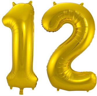 Folat Folie ballonnen - 12 jaar cijfer - goud - 86 cm - leeftijd feestartikelen - versiering
