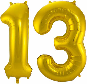 Folat Folie ballonnen - 13 jaar cijfer - goud - 86 cm - leeftijd