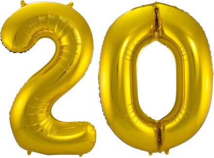 Folat Folie ballonnen - 20 jaar cijfer - goud - 86 cm - leeftijd feestartikelen - versiering
