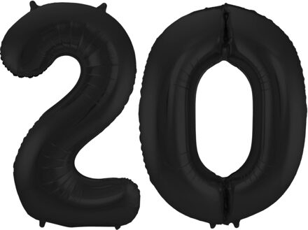 Folat Folie ballonnen - 20 jaar cijfer - zwart - 86 cm - leeftijd feestartikelen - verjaardag