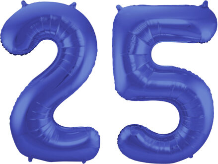 Folat Folie ballonnen - 25 jaar cijfer - blauw - 86 cm - leeftijd feestartikelen - verjaardag