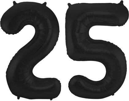 Folat Folie ballonnen - 25 jaar cijfer - zwart - 86 cm - leeftijd feestartikelen - verjaardag