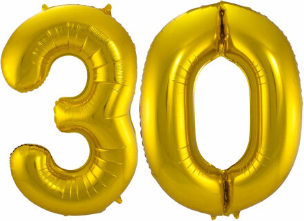Folat Folie ballonnen - 30 jaar cijfer - goud - 86 cm - leeftijd feestartikelen - versiering