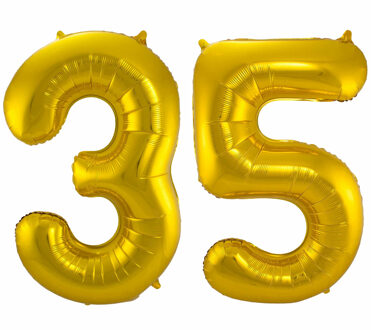 Folat Folie ballonnen - 35 jaar cijfer - goud - 86 cm - leeftijd feestartikelen - versiering