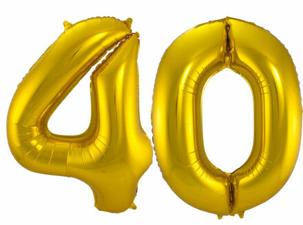 Folat Folie ballonnen - 40 jaar cijfer - goud - 86 cm - leeftijd feestartikelen - versiering