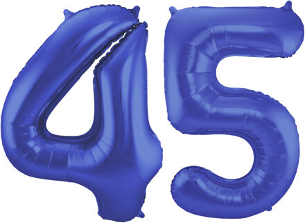 Folat Folie ballonnen - 45 jaar cijfer - blauw - 86 cm - leeftijd feestartikelen - verjaardag