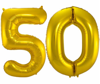 Folat Folie ballonnen - 50 jaar cijfer - goud - 86 cm - leeftijd feestartikelen - versiering