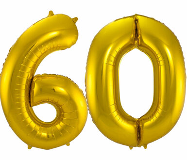 Folat Folie ballonnen - 60 jaar cijfer - goud - 86 cm - leeftijd feestartikelen - versiering
