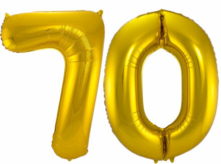 Folat Folie ballonnen - 70 jaar cijfer - goud - 86 cm - leeftijd feestartikelen - versiering