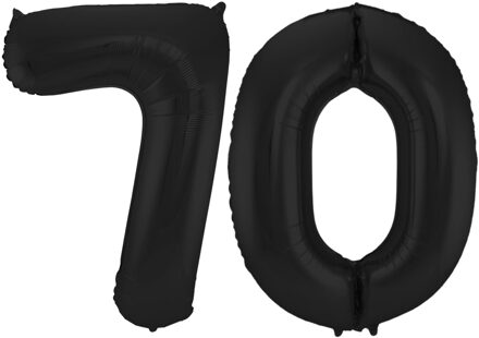 Folat Folie ballonnen - 70 jaar cijfer - zwart - 86 cm - leeftijd feestartikelen - verjaardag