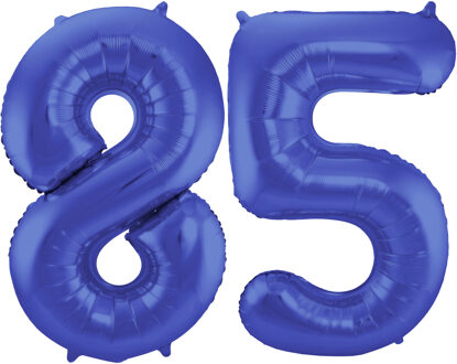 Folat Folie ballonnen - 85 jaar cijfer - blauw - 86 cm - leeftijd feestartikelen - verjaardag
