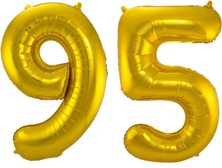 Folat Folie ballonnen - 95 jaar cijfer - goud - 86 cm - leeftijd feestartikelen - versiering