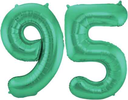 Folat Folie ballonnen - 95 jaar cijfer - groen - 86 cm - leeftijd feestartikelen - verjaardag