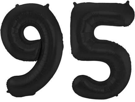 Folat Folie ballonnen - 95 jaar cijfer - zwart - 86 cm - leeftijd feestartikelen - verjaardag