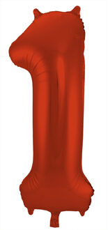 Folat folieballon cijfer 1 Metallic Mat 86 cm rood