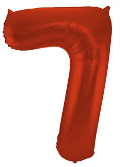 Folat folieballon cijfer 7 Metallic Mat 86 cm rood