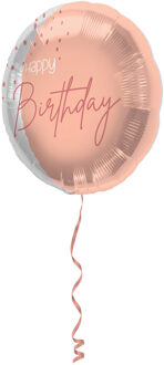 Folat Folieballon - Happy birthday - Luxe - Roze, roségoud, transparant - 45cm - Zonder vulling