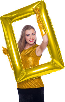 Folat Foto Frame - rechthoek - goud - 85 x 60 cm - opblaasbaar/folie ballon - photo prop Goudkleurig