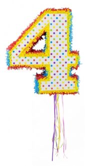Folat Gekleurde pinata cijfer 4 - Pinatas Multikleur
