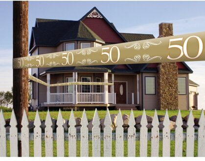 Folat gouden jubileum markeerlint - Set van 3x stuks - 50 jaar - feestartikelen - feest versiering