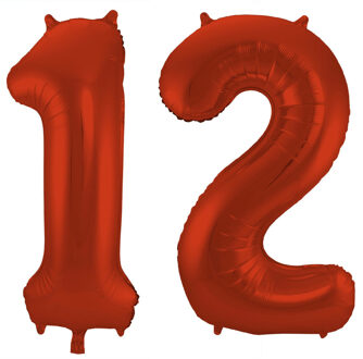 Folat Grote folie ballonnen cijfer 12 in het rood 86 cm