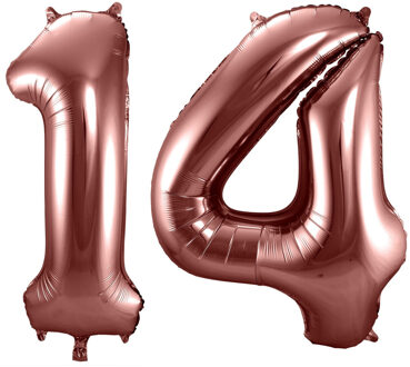 Folat Grote folie ballonnen cijfer 14 in het brons 86 cm