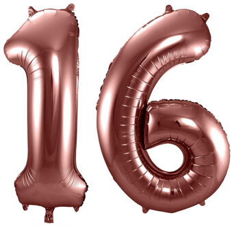 Folat Grote folie ballonnen cijfer 16 in het brons 86 cm