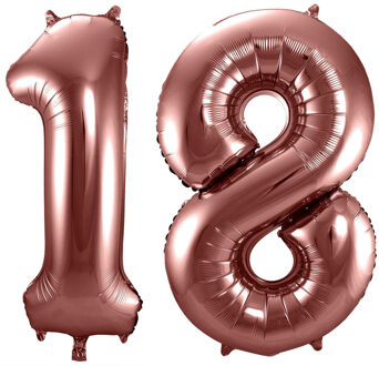 Folat Grote folie ballonnen cijfer 18 in het brons 86 cm