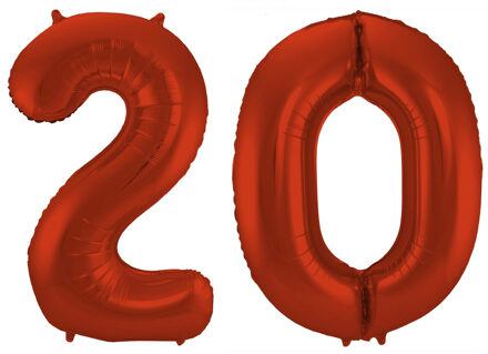 Folat Grote folie ballonnen cijfer 20 in het rood 86 cm