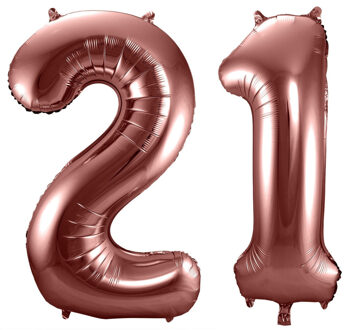 Folat Grote folie ballonnen cijfer 21 in het brons 86 cm