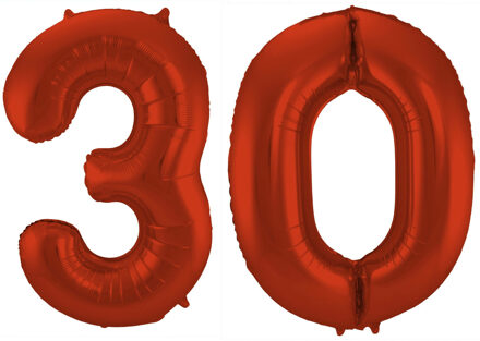 Folat Grote folie ballonnen cijfer 30 in het rood 86 cm