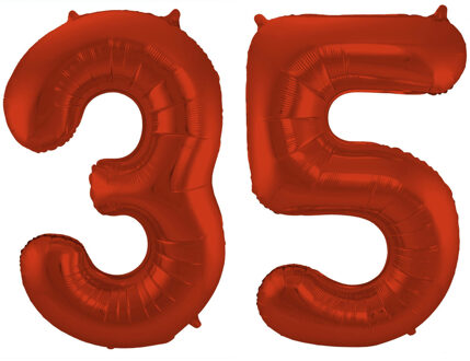 Folat Grote folie ballonnen cijfer 35 in het rood 86 cm