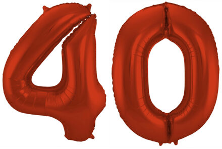Folat Grote folie ballonnen cijfer 40 in het rood 86 cm