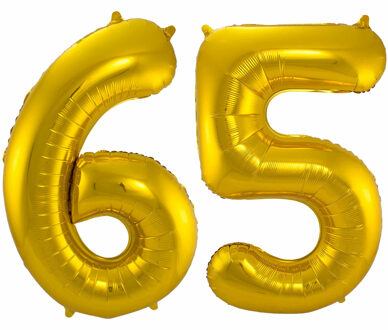 Folat Grote folie ballonnen cijfer 65 in het goud 86 cm