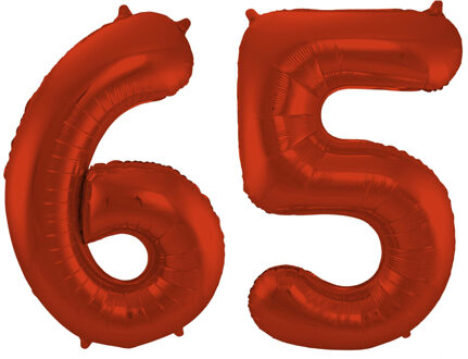 Folat Grote folie ballonnen cijfer 65 in het rood 86 cm