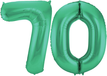 Folat Grote folie ballonnen cijfer 70 in het glimmend groen 86 cm
