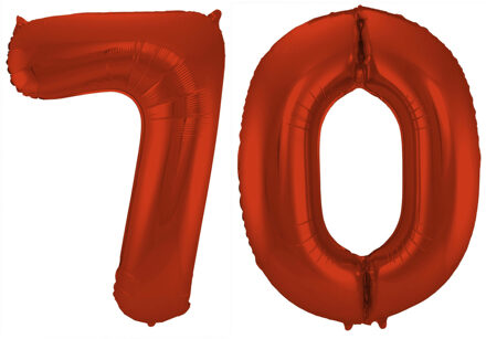 Folat Grote folie ballonnen cijfer 70 in het rood 86 cm