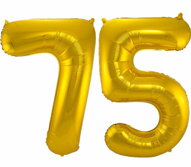 Folat Grote folie ballonnen cijfer 75 in het goud 86 cm