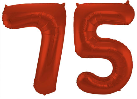 Folat Grote folie ballonnen cijfer 75 in het rood 86 cm