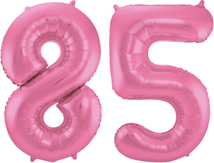 Folat Grote folie ballonnen cijfer 85 in het glimmend roze 86 cm
