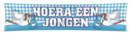 Folat Grote vlag Straatbanier - Hoera een jongen - Geboorte versiering - 40 x 180 cm - buiten