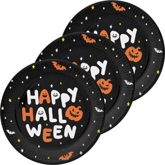 Folat Halloween thema feest bord - 18x - pompoen print - papier - D23 cm