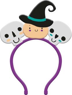 Folat Halloween thema verkleed diadeem heks - one size - paars/zwart - kinderen