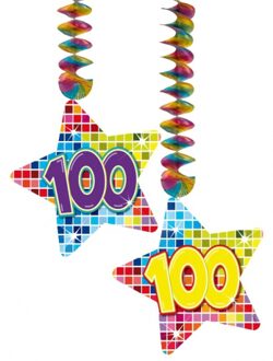 Folat Hangdecoraties 100 jaar 2 stuks - Hangdecoratie Multikleur