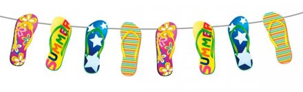 Folat Hawaii/strand thema party slinger met slippers 10 meter - Feestslingers Multikleur