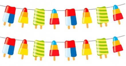 Folat IJsjes zomer thema feest slingers - 2x stuks - 10 meter - IJslollies - feestartikelen hawaii party/t