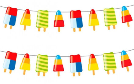 Folat IJsjes zomer thema feest slingers - Set van 2x stuks - 10 meter - IJslollies - feestartikelen hawaii