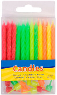 Folat Kaarsjes neon kleuren - 24 stuks
