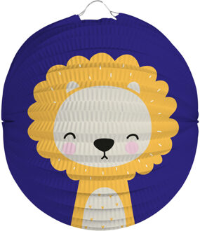 Folat Lampion leeuw - 22 cm - blauw - papier