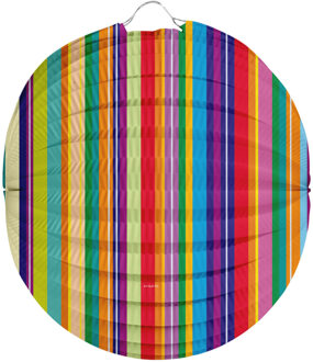 Folat Lampion strepen - 22 cm - multi kleuren - papier